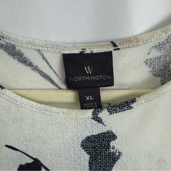 Worthington Open Shoulder Floral Blouse Size X-Large - Picture 10 of 10